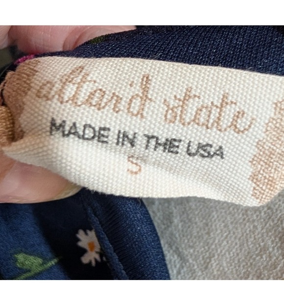 Altar'd State Navy Floral Flutter Sleeve Dress Tiered Ruffle Skirt Midi Casual - Picture 6 of 6